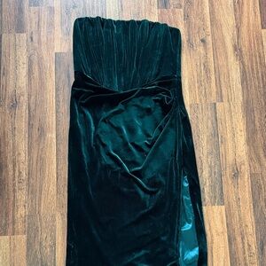 Bardot Strapless Velvet Gown in Emerald